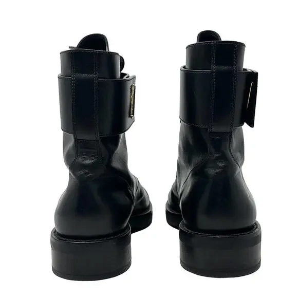 Louis Vuitton Wonderland Ranger Leather Combat Moto Boots Black Size 38 - Picture 6 of 11